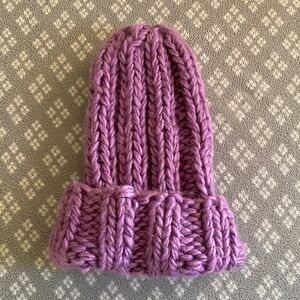 Cozy Chunky Purple Hand Knit Beanie